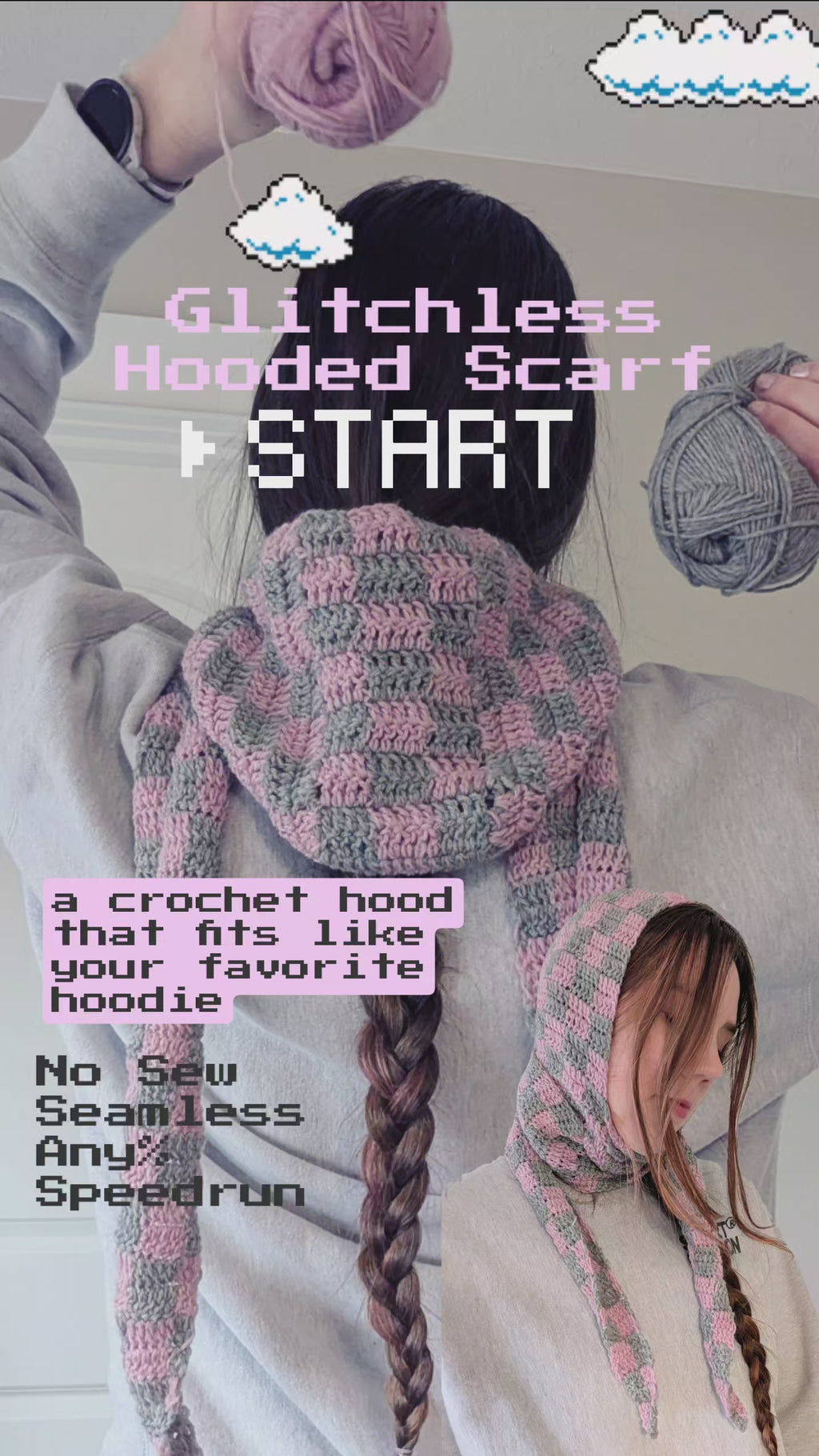 Glitchless Hooded Scarf Pattern