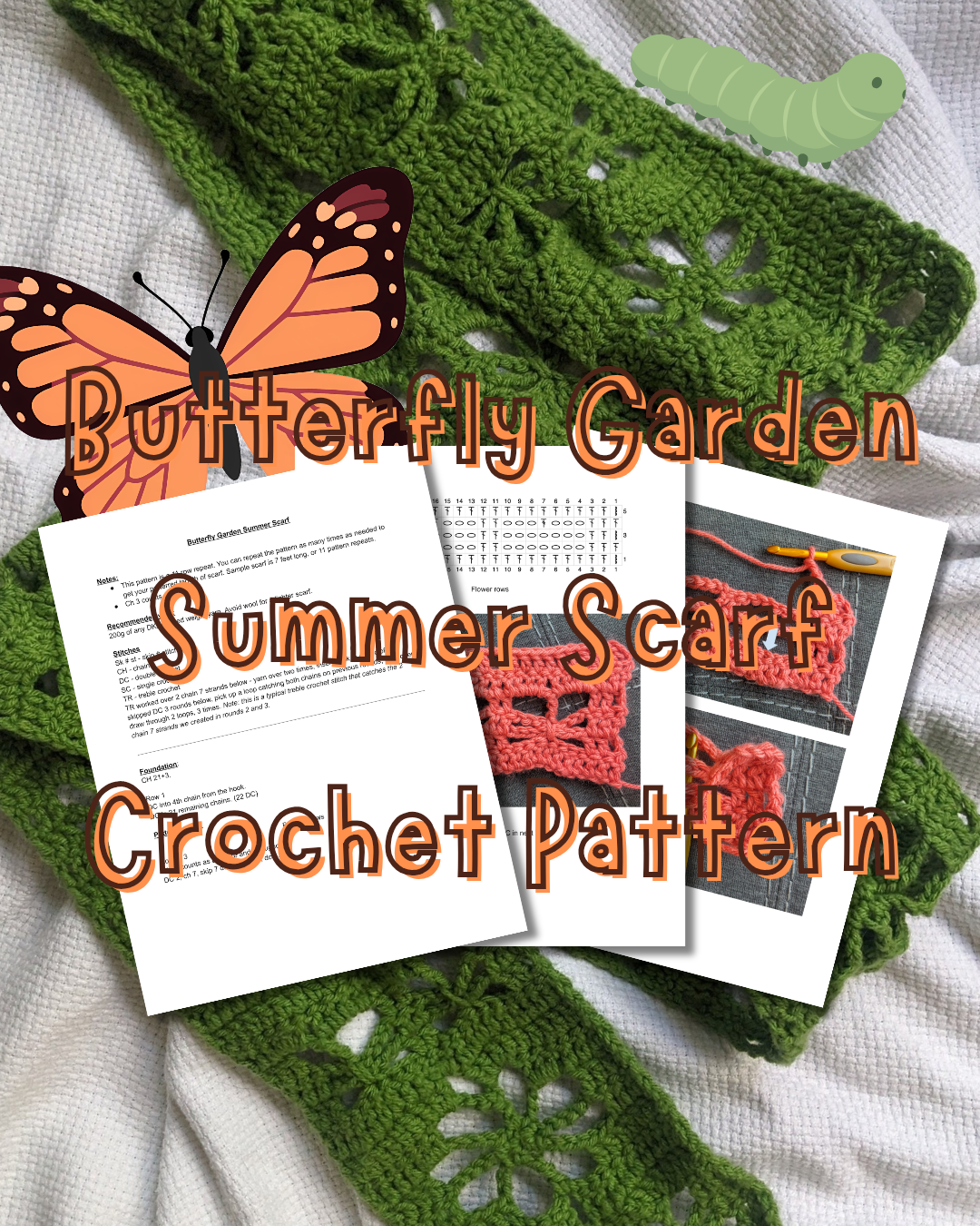 Butterfly Garden Summer Scarf Pattern