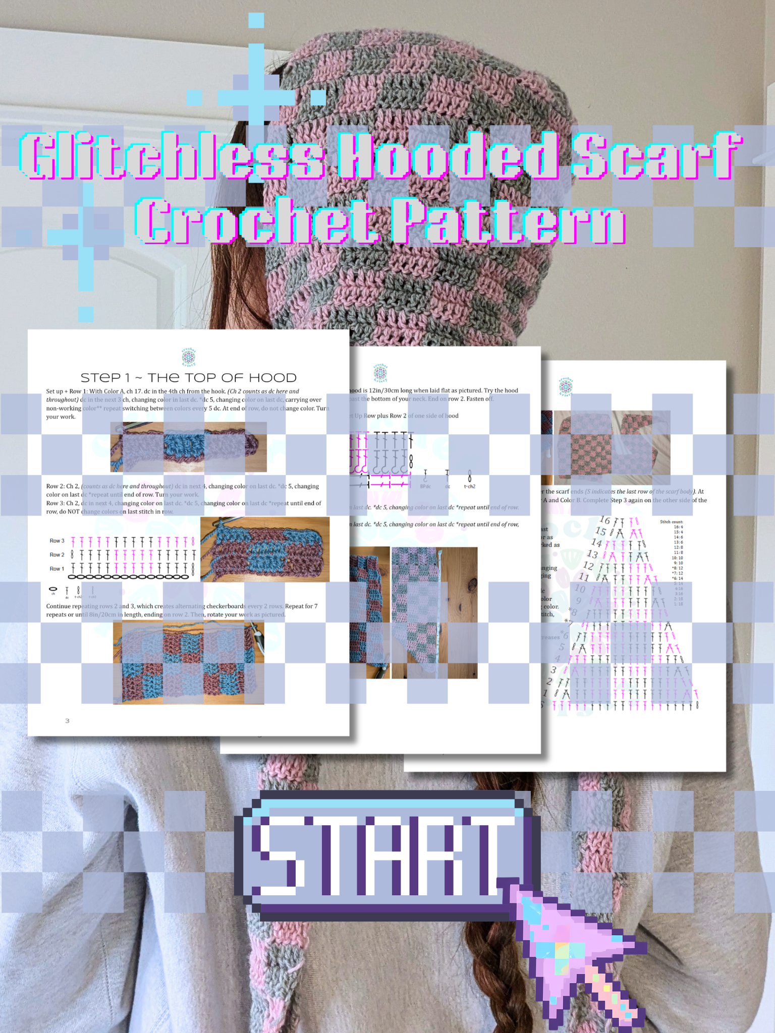 Glitchless Hooded Scarf Pattern